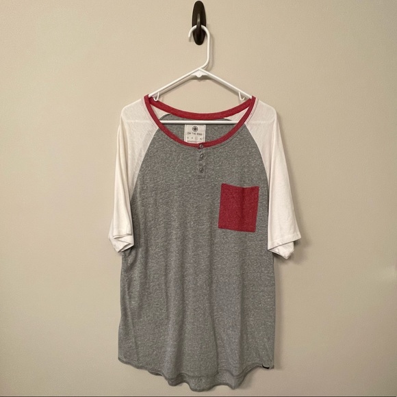 on the byas Other - On the Byas Mens L Large Long Pocket Tee Red Grey White